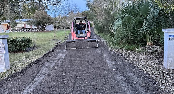 Grading area for a driveway