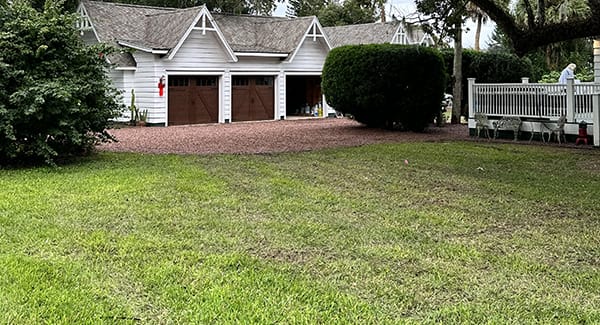 landscaping around large garage